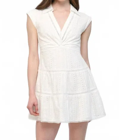 Fate Eyelet Twist-front Dress Mini Dress In Off White