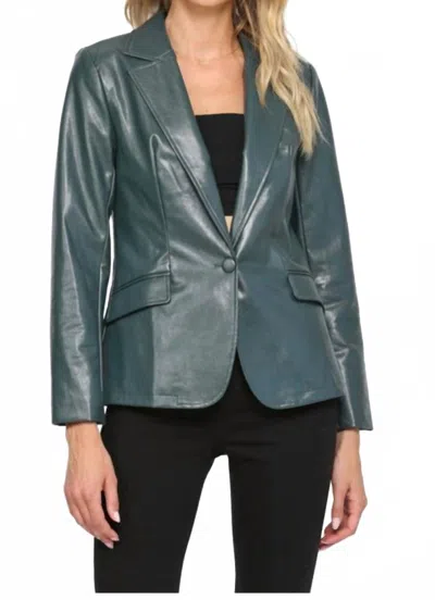 Fate Faux Leather Blazer In Dark Aqua In Blue