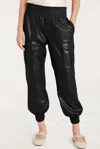 FATE FAUX LEATHER CARGO JOGGER PANTS IN BLACK