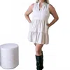 Fate Faux Leather Sleeveless Ruffle Dress In Cream In White