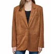 Fate Faux Suede Relaxed Fit Blazer In Cognac In Green