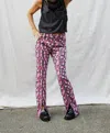 Fate Feel Fancy Houndstooth Jacquard Front Slit Pants In Black/orange