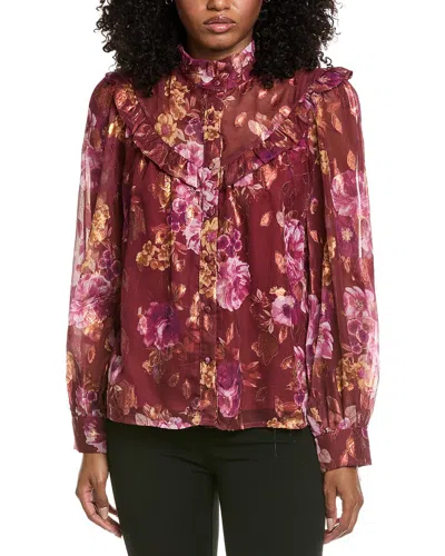 Fate Floral Blouse In Burgundy