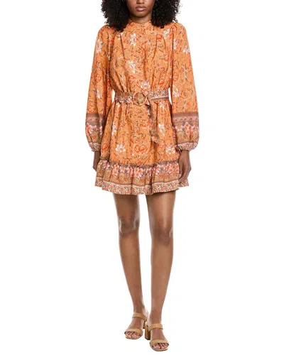 Fate Floral Border Print Shirtdress In Orange