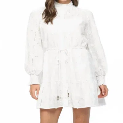 Fate Floral Embroidered Eyelet Lace Tie Dress In White