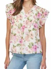 Fate Floral Flutter Sleeve Top In Multi In Multi