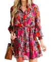 Fate Floral Mini Dress In Pink & Teal In Multi