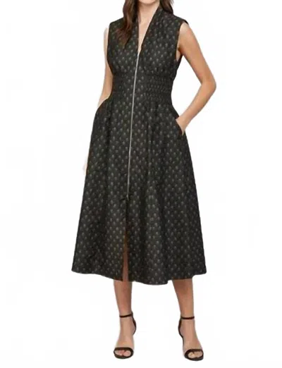 Fate Floral Neckline Midi Dress In Black