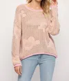 Fate Floral Pattern Open Knitted Sweater In Baby Pink/taupe In Multi