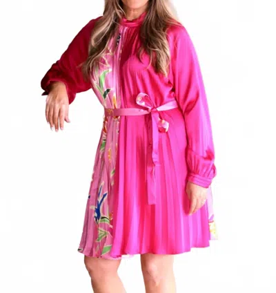 Fate Floral Pleated Dress In Pink