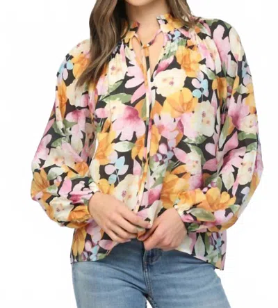 Fate Floral Print Blouse In Black Multi