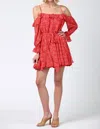 Fate Floral Print Cold Shoulder Ruffle Dress In Ditsy Red In Multi