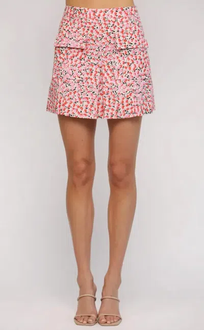 Fate Floral Print Mini Skirt In Pink