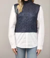 Fate Foil Cable Knit Twofer Sweater In Navy/white In Multi