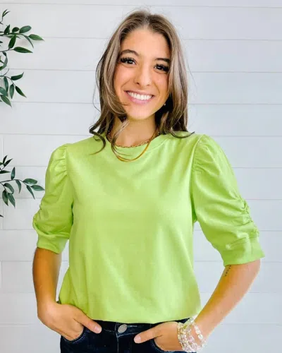 Fate + Fortune Mac And Me Crew Neck Elbow Sleeve Top In Green In Multi