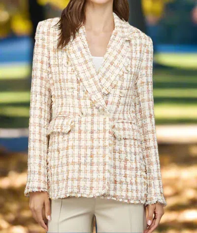 Fate Fray Detail Tweed Blazer In Ivory Multi