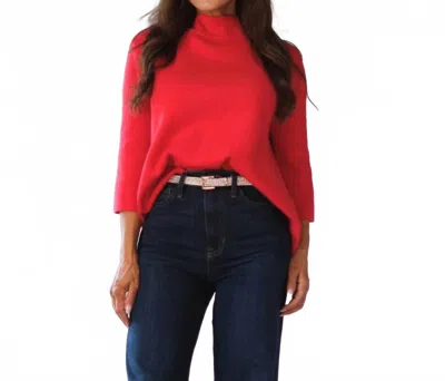 Fate Freyna Mock Neck Pul Over Sweater With Bell Sleeve In Red