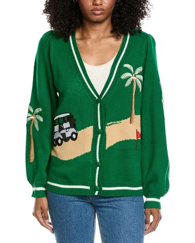 Fate Golf Themed Ballon Sleeve Cardigan In Green