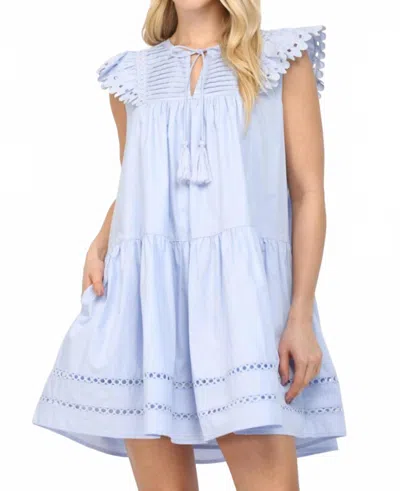 Fate Grace Eyelet Detail Tassel Mini Dress In Blue