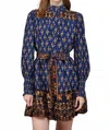 Fate Gwynnie Ruffled Dress In Navy Multi In Blue