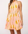 Fate Halter Dress In Multi Color In Orange