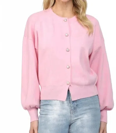 Fate Heart Button Cardigan In Pink