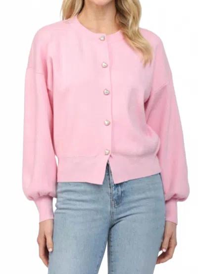 Fate Heart Shaped Button Down Cardigan In Pink