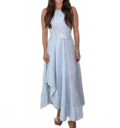 Fate Helena Striped Midi Dress In Blue/white