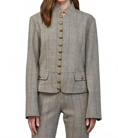 FATE HERRINGBONE PATTERN TAILORED JACKET IN GREY