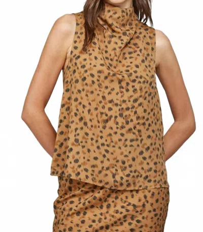 Fate High Cowl Neck Sleeveless Blouse In Beige In Multi