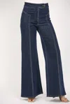 Fate High Rise Wide Leg Jeans In Dark Blue In Blue