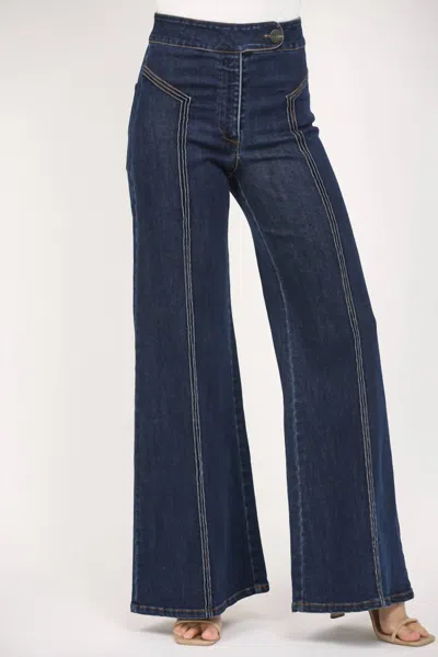 Fate High Rise Wide Leg Jeans In Dark Blue