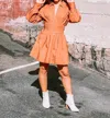 Fate High Waist Tie Back Dress In Terracotta In Brown