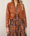 FATE IRIS FAUX LEATHER JACKET IN BROWN
