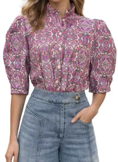 Fate Isabel Blouse In Purple In Multi