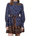 Fate Gwynnie Ruffled Dress In Navy Multi In Blue