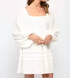 Fate Lace Puff Sleeve Dress In White In White