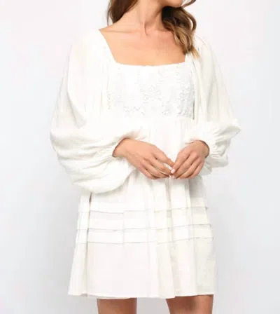 Fate Lace Puff Sleeve Dress In White