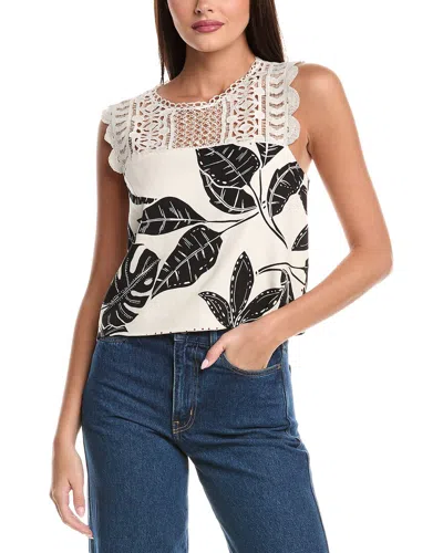 Fate Lace Yoke Linen-blend Crop Top In Multi