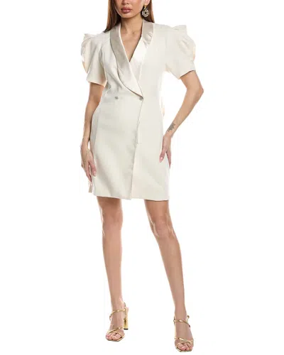 Fate Large Collar Back Bow Blazer Dress In White