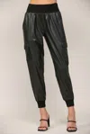 Fate Leather Cargo Jogger In Black In Black