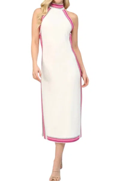 Fate Lexi Halter Knit Dress In Off White Multi