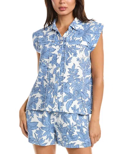 Fate Linen-blend Top In Blue