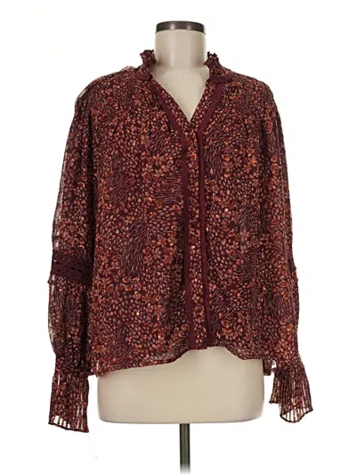 Pre-owned Fate Long Sleeve Blouse In Burgundy