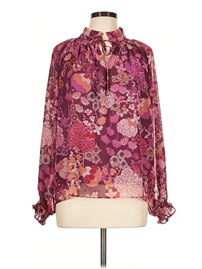 Pre-owned Fate Long Sleeve Blouse In Burgundy