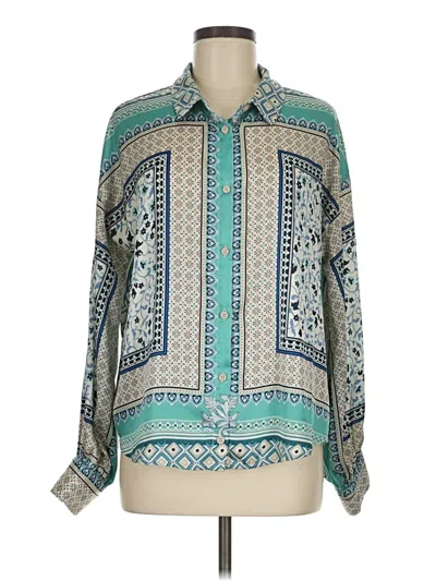 Pre-owned Fate Long Sleeve Blouse In Teal