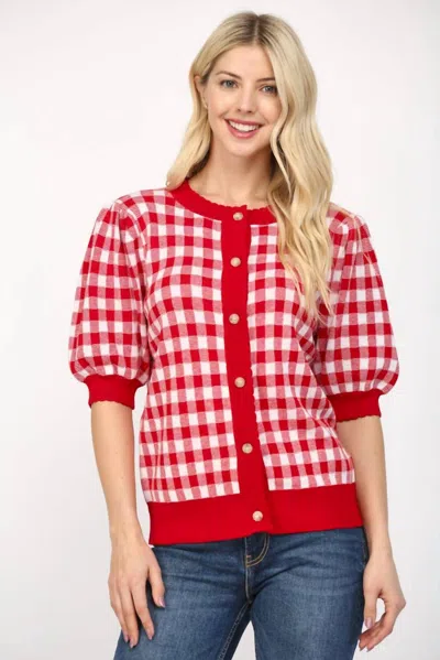 Fate Love Me Always Gingham Cardigan In Red