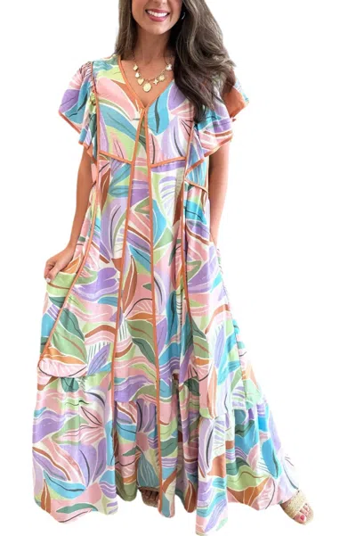 Fate Luna Maxi Dress In Blue Multi