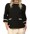 Fate Lurex Mock Neck In Black In Black