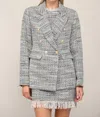 Fate Lurex Tweed Double Breasted Blazer In Black Multi / Tweed